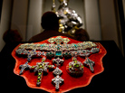 A necklace of Saint Januarius, in gold, silver and precious stones, is displayed in Rome. The riches are from a treasure trove in Naples that is said to be worth more than the British crown jewels. A necklace of Saint Januarius, in gold, silver and precious stones, is displayed in Rome. The riches are from a treasure trove in Naples that is said to be worth more than the British crown jewels.